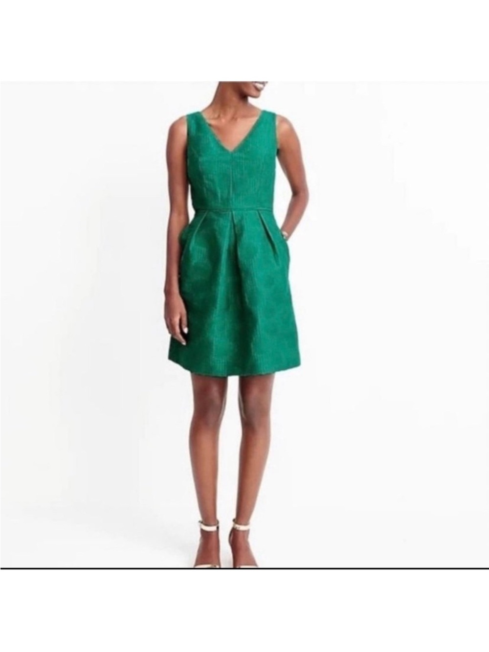 J. Crew Jacquard Green Fit & Flare Mini Dress - Size 2